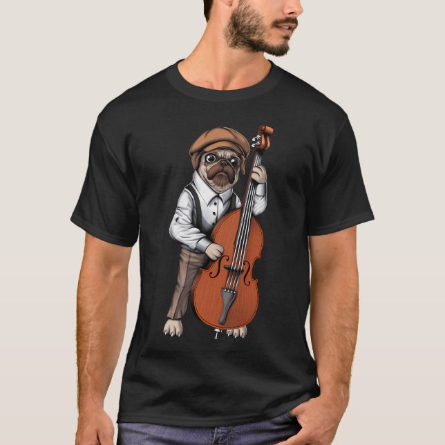 Mops Kontrabassspieler T-Shirt (Vorderseite)