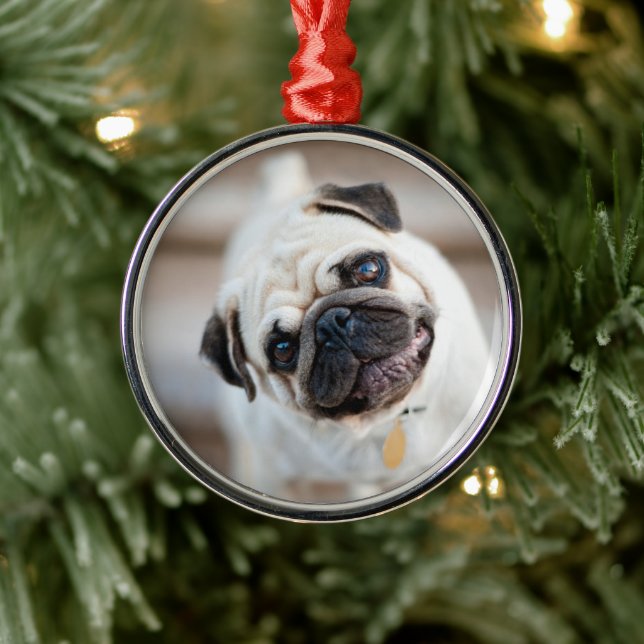 Mops-Kopfneigung Ornament Aus Metall (Baum)