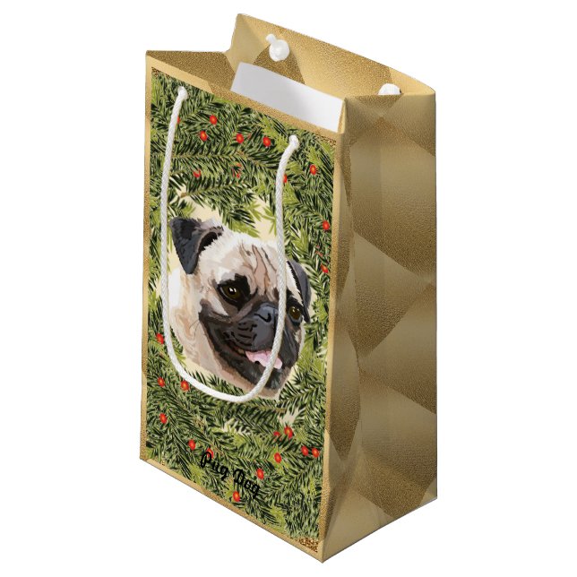 Mops Kreath Kleine Geschenktüte (Vorderseite Schrägansicht)