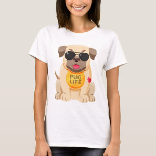 Mops-Labrador-Welpen-Cartoon-Damen T-Shirt