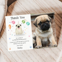 Mops lässt Hund Welpe Geburtstagsfeier Dankeskarte