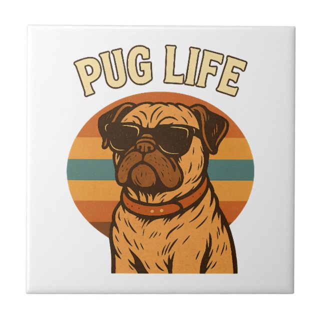Mops Leben Fliese (Vorderseite)