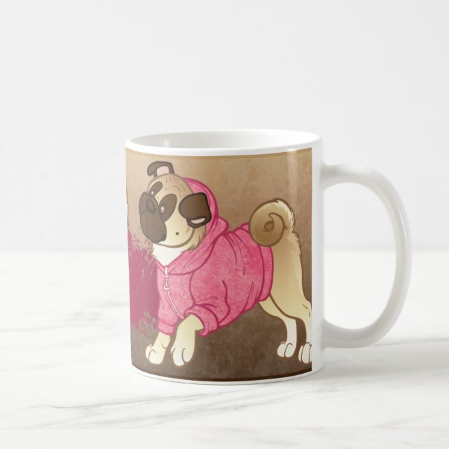 "Mops-Leben" Hoodie-Tasse Tasse (Rechts)
