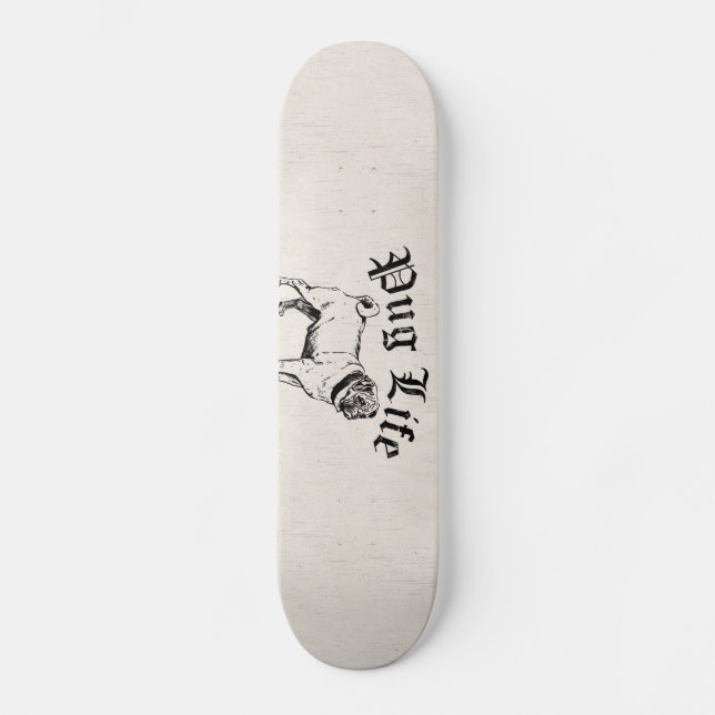 Mops-Leben-lustiger Hundegangster Skateboard (Vorderseite)