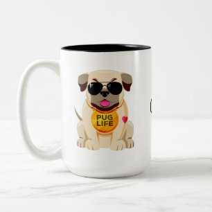Mops-Leben-Name-Tassen Zweifarbige Tasse