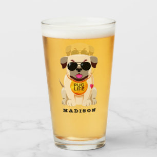 Mops-Leben-Nameliterglas Glas