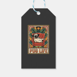 Mops Leben Retro-Folk-Art-Hund Geschenkanhänger