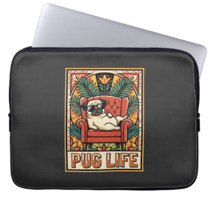 Mops Leben Retro-Folk-Art-Hund Laptopschutzhülle