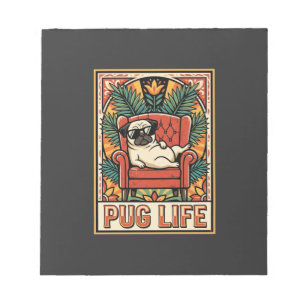 Mops Leben Retro-Folk-Art-Hund Notizblock