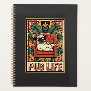 Mops Leben Retro-Folk-Art-Hund Planer