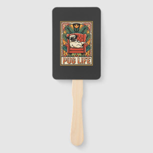 Mops Leben Retro-Folklore-Kunst Hund Fächer