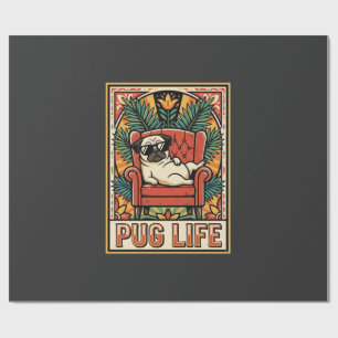 Mops Leben Retro-Folklore-Kunst Hund Geschenkpapier