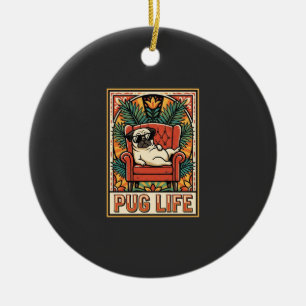 Mops Leben Retro-Folklore-Kunst Hund Keramik Ornament