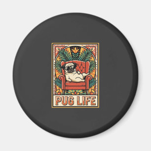 Mops Leben Retro-Folklore-Kunst Hund Magnet