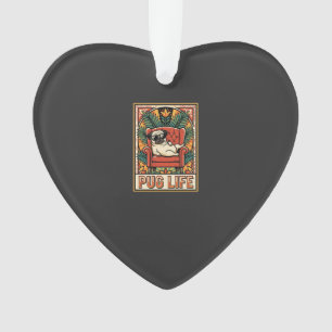 Mops Leben Retro-Folklore-Kunst Hund Ornament