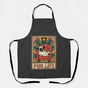 Mops Leben Retro-Folklore-Kunst Hund Schürze