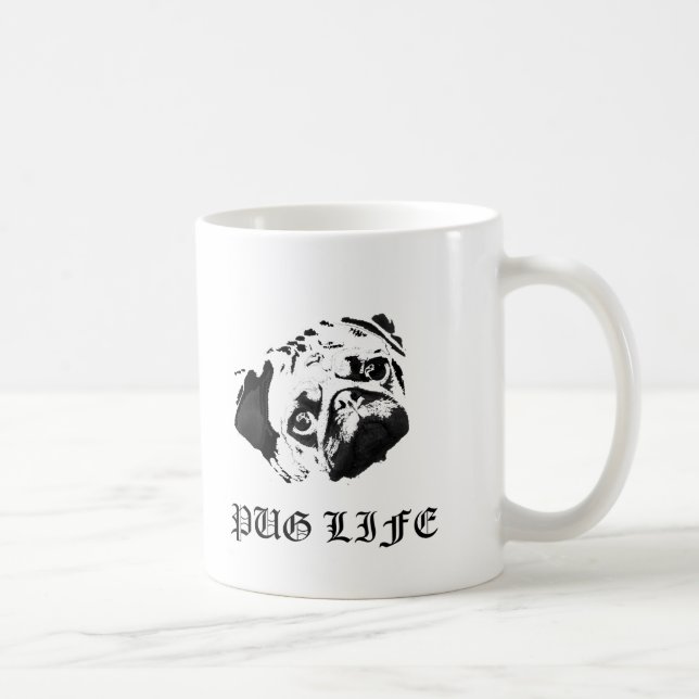 Mops-Leben Tasse (Rechts)