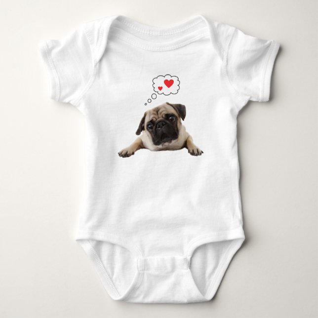 Mops-Liebe-Einteiler Baby Strampler (Vorderseite)