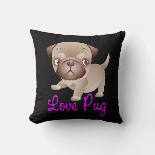 Mops-Liebe-Hund-Welpe-Schwarzes Kissen