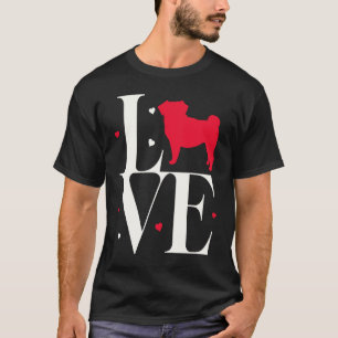 Mops Liebe Roter Valentinstag Herzchen für Mops T-Shirt