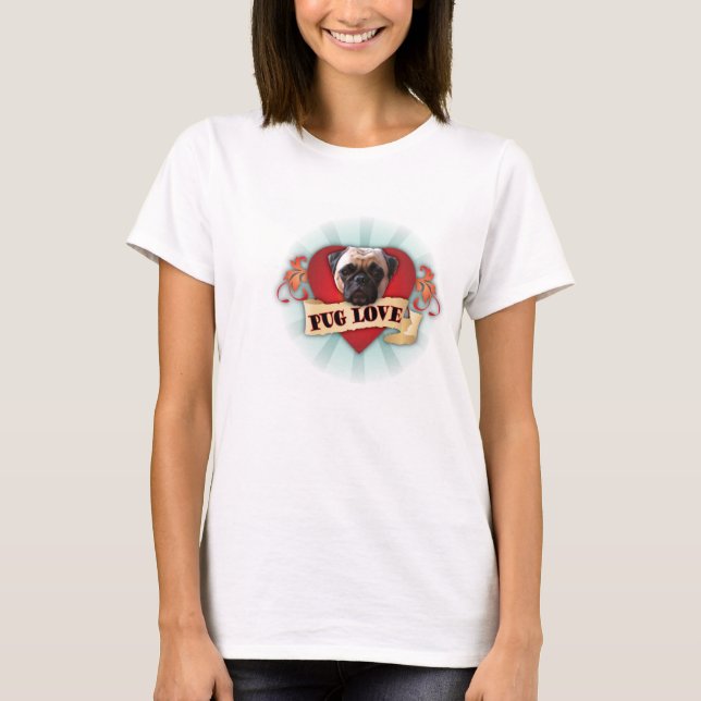 Mops Liebe T-Shirt (Vorderseite)
