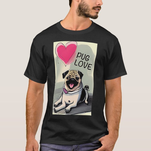 Mops Liebe T-Shirt (Vorderseite)