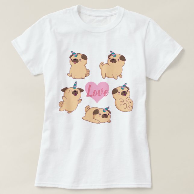 Mops Liebe T-Shirt (Design vorne)