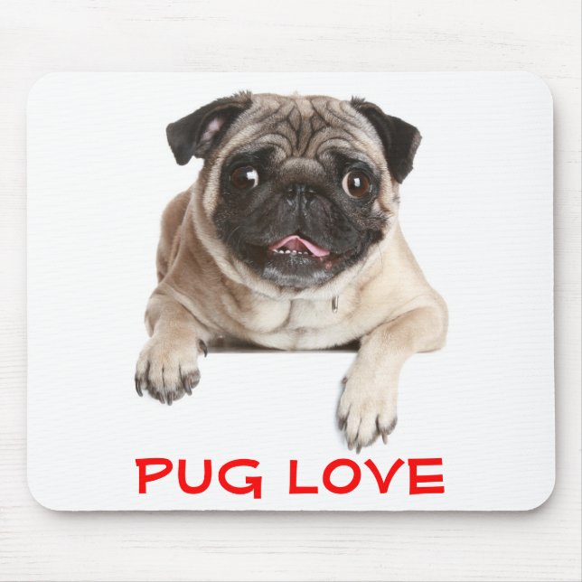 Mops Liebe Welpen Hund Sticken aus Zunge Mousepad (Vorne)