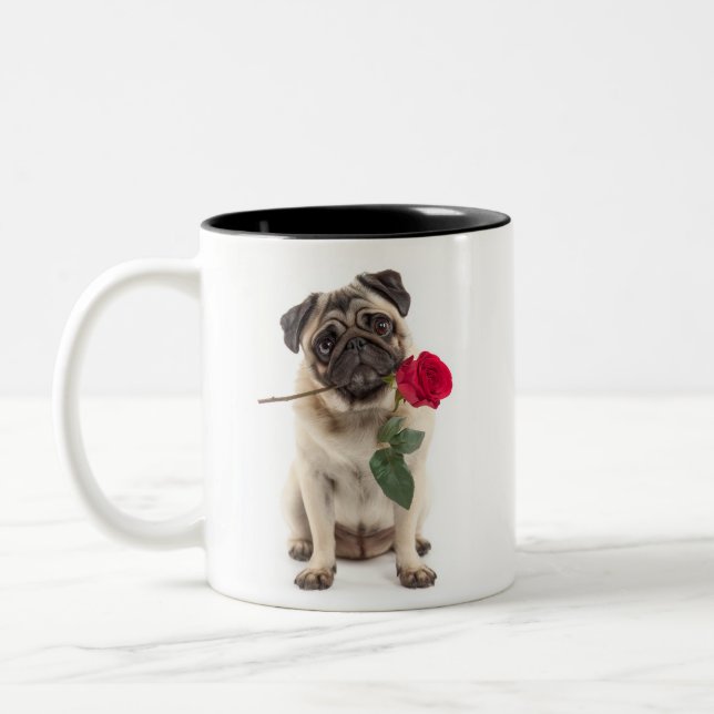 Mops-Liebe Zweifarbige Tasse (Links)