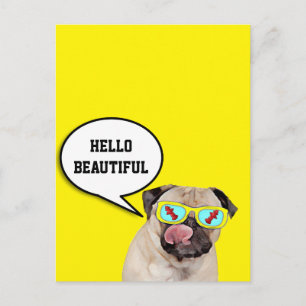 Mops liebender Hydrant Poster Postkarte