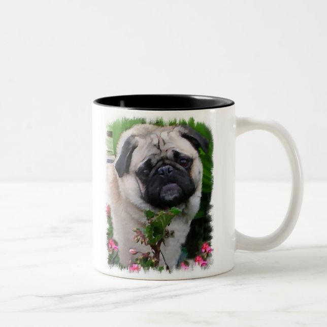 Mops Liebhaber Geschenke Zweifarbige Tasse (Rechts)
