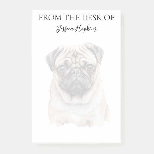 Mops Liebhaber Monogramm Hund Post-it Klebezettel (Vorderseite)