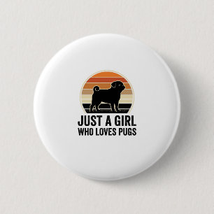 Mops-Liebhaber Vintage Nur ein Mädchen Hund Shirt Button