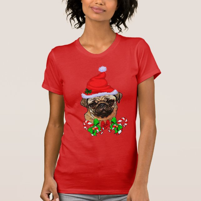 Mops Liebhaber Weihnachten T-Shirt (Vorderseite)