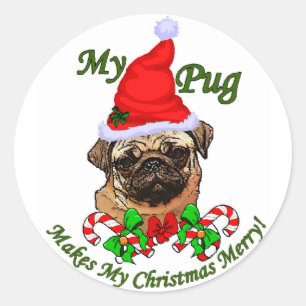 Mops Liebhaber Weihnachtsgeschenke Runder Aufkleber