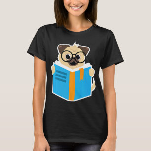 Mops liest ein Buch Buchliebhaber Mopsbesitzer Büc T-Shirt
