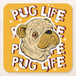 Mops Life Animal Dog Rechteckiger Pappuntersetzer