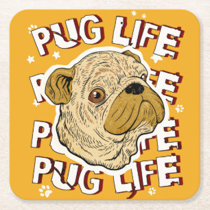 Mops Life Animal Dog Rechteckiger Pappuntersetzer