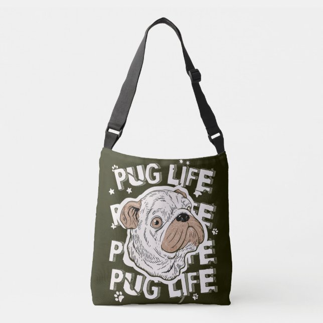 Mops Life Animal Dog Tote Bag Tragetaschen Mit Langen Trägern (Vorderseite)