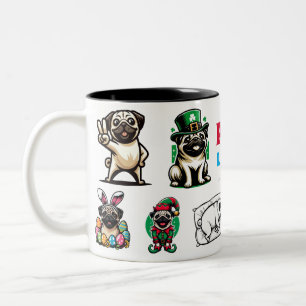 Mops Life Animal Lover Geschenk Zweifarbige Tasse