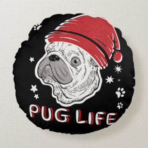 Mops Life Animal Weihnachten Rundes Kissen