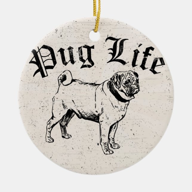 Mops Life Funny Dog Gangster Keramikornament (Vorne)