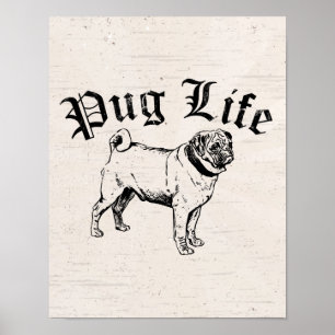 Mops Life Funny Dog Gangster Poster