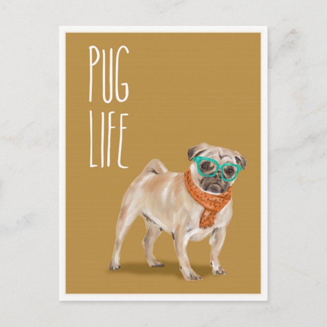 Mops Life Funny Dog Word Puff Postkarte (Vorderseite)