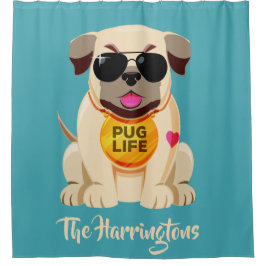 Mops Life individuelle Name & Duschvorhang