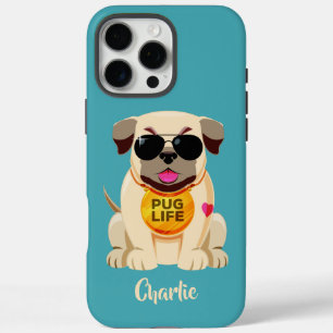 Mops Life individuelle Name & Farbtelefongehäuse iPhone 16 Pro Max Hülle
