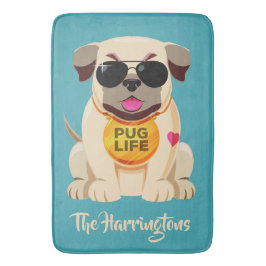 Mops Life individuelle Name- und Farbbadematten Badematte