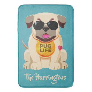 Mops Life individuelle Name- und Farbbadematten Badematte