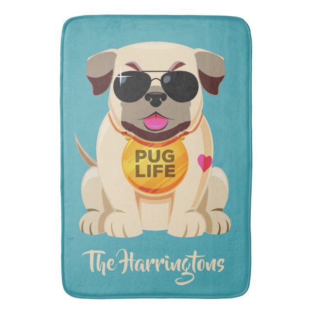 Mops Life individuelle Name- und Farbbadematten Badematte (Vorderseite Vertikal)