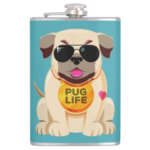 Mops Life individuelle Name und Farbflasche Flachmann